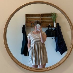 Listicle cream & brown striped dress